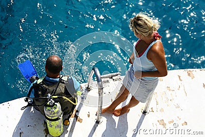 Diving on coral reef Editorial Stock Photo