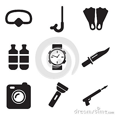 Diving Gear Icons Vector Illustration