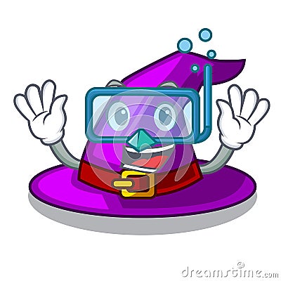 Diving with hat in the character closet Vector Illustration