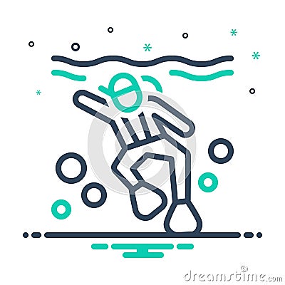 Mix icon for Diving, plunge and snorkel Stock Photo