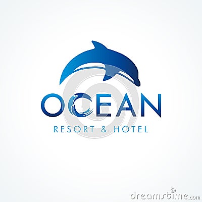 Ocean dolphin resort & hotel logo Vector Illustration