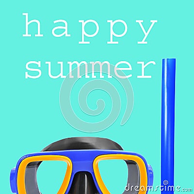 Diving mask and text happy summer Stock Photo