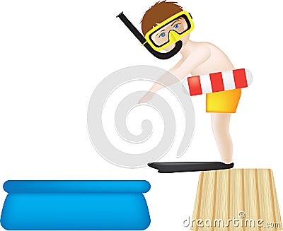 Diving into paddling pool Stock Photo