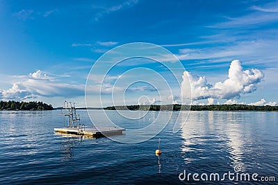 Diving platform on the Baltic Sea coast Stock Photo