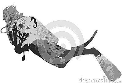 Diving Vector Illustration