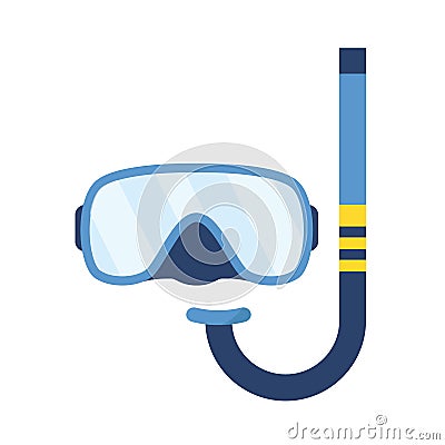 Diving snorkel mask isolated on white background. Vector Illustration