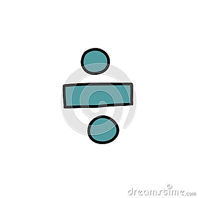 Division sign doodle icon, vector color illustration Cartoon Illustration