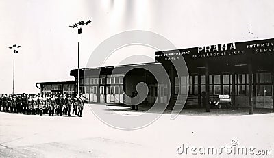 The division of the Soviet troops arrived at the international airport of Prague in August 1968. Editorial Stock Photo