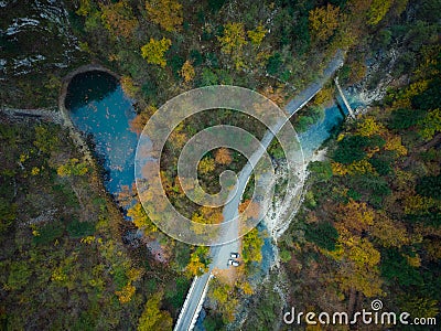 Divje Jezero or Wild Lake, geological phenomenon in Slovenia Stock Photo