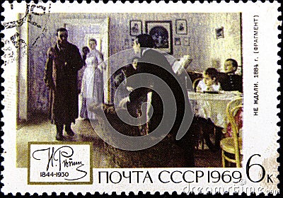02 08 2020 Divnoe Stavropol Territory Russia postage stamp USSR 1969 The 125th Birth Anniversary of I.E. Repin 1844-1930 Editorial Stock Photo