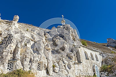 Divnogorsky Assumption Monastery - a cave monastery of the Voronezh Diocese of the Russian Orthodox Church, located in the village Editorial Stock Photo