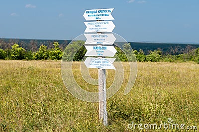 Tourist direction sign to places of interest Editorial Stock Photo