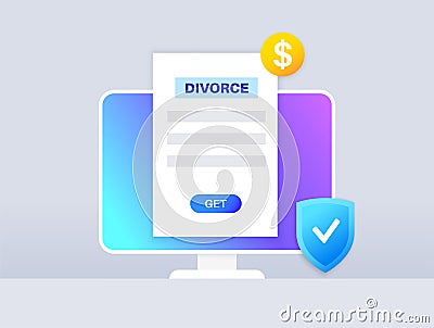 Online divorce procedure Vector Illustration