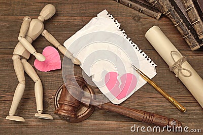 Divorce Concept In The Court. Gavel, Law Book, Judges Gavel Stock Photo