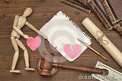 Divorce Concept In The Court. Gavel, Law Book, Judges Gavel Stock Photo