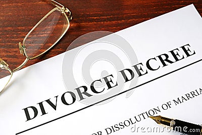 Divorce decree form Stock Photo