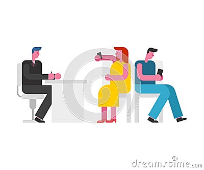 Divorce. Married couple and lawyer. Family getting divorced Vector Illustration