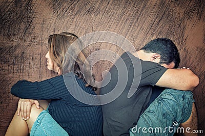 Divorce,problems - Young couple angry at each other Stock Photo