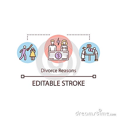 Divorce reasons concept icon Vector Illustration