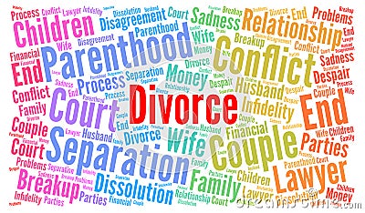 Divorce word cloud concept Cartoon Illustration