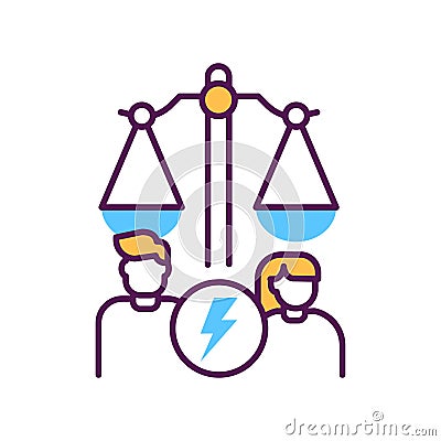 Divorse line color icon. Judiciary concept. Family law. Sign for web page, mobile app, button, logo. Vector Illustration