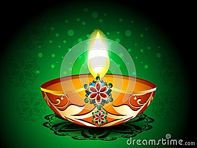 Diwali Background with artistic deepak Vector Illustration