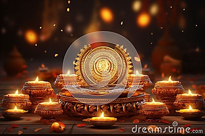 Diwali background with cultural symbols and Stock Photo