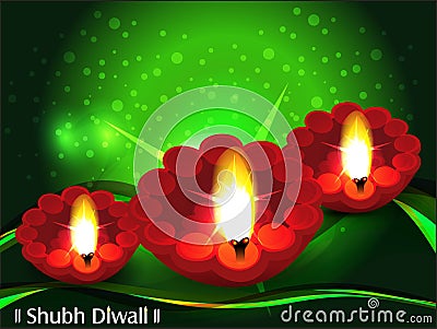 Diwali background with green wave Vector Illustration