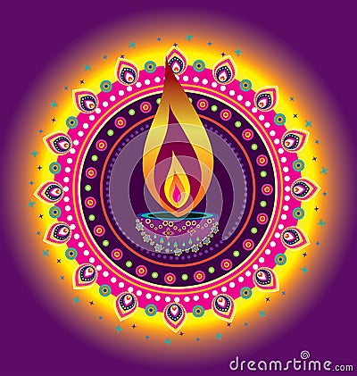 Diwali candle light Vector Illustration