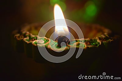 Diwali celebration buring clay diya Stock Photo