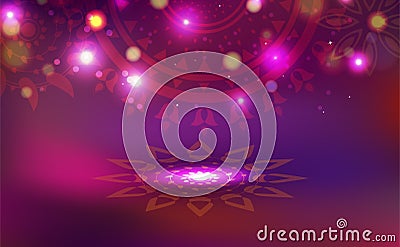 Diwali, celebration, decoration with floral mandala Hindu creative texture style, light shiny festival abstract background vector Vector Illustration