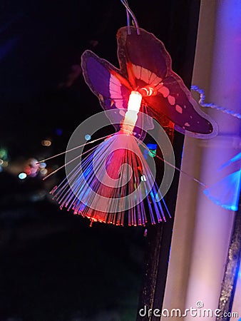 Diwali Colourful Butterfly Light in Evening, India Stock Photo