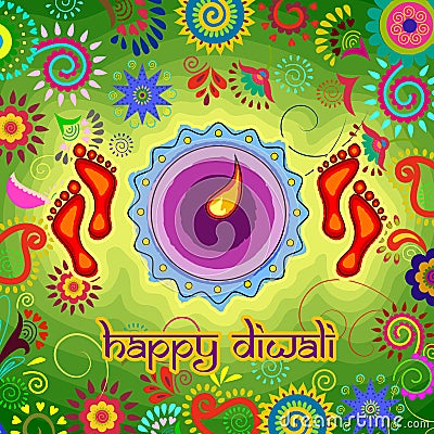 Diwali decorated diya for light festival of India Vector Illustration