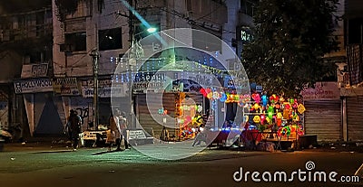 Diwali Decoration lights and lamps shop in India Editorial Stock Photo