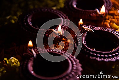 Diwali diya or auspecious oil lamp made up of teracotta Stock Photo