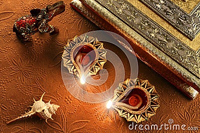 Diwali Diya Lamps - Indian Festival of Lights Stock Photo