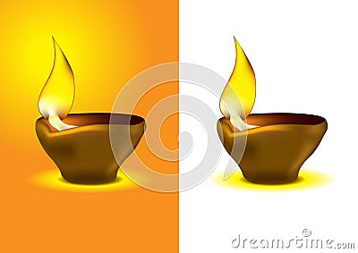 Diwali Diya - Oil lamp for dipawali celebration Vector Illustration