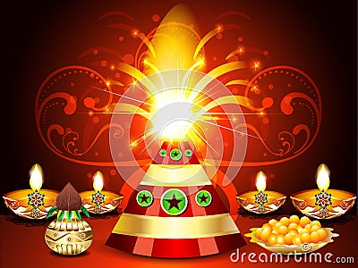 Diwali festival Background With Cracker's Vector Illustration