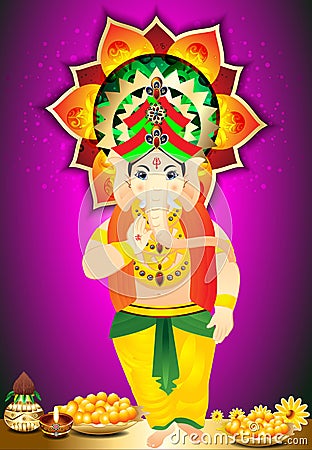 Diwali Festival Background with ganesh g Vector Illustration