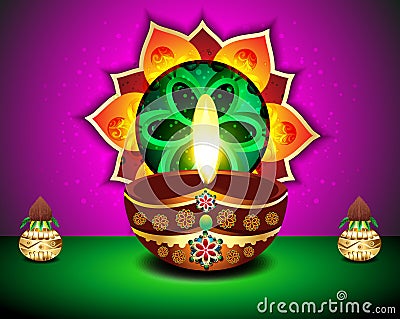 Diwali Festival Background with kalash Vector Illustration