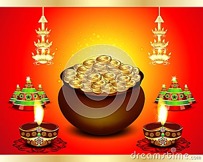 Diwali Festival Background with money Vector Illustration