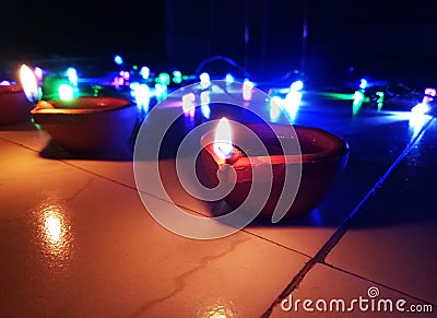 Diwali Festival Flame Light Stock Photo