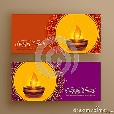 Diwali festival greeting banners vector background Vector Illustration