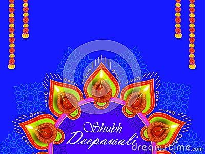 Diwali festival holiday design with Indian floral Rangoli style.Happy Diwali Stock Photo