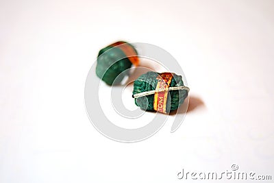 Diwali fire bomb cracker on white background Stock Photo