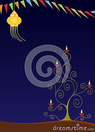 Diwali Greeting Vector Illustration