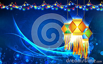 Diwali Hanging Lantern Vector Illustration