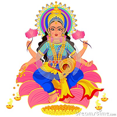 Diwali Indian holiday Lakshmi goddess of wealth Vector Illustration