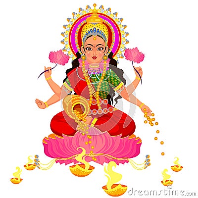 Diwali Indian holiday with Parvati Hindu goddess Vector Illustration
