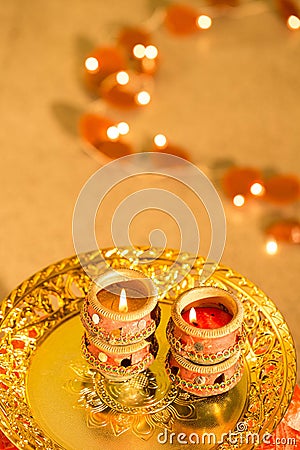 Diwali lights and diyas Stock Photo